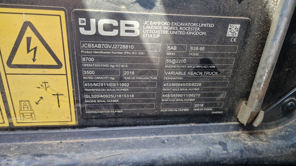 Ładowarka teleskopowa JCB 535-95 z 2018 roku dzojstik 4970