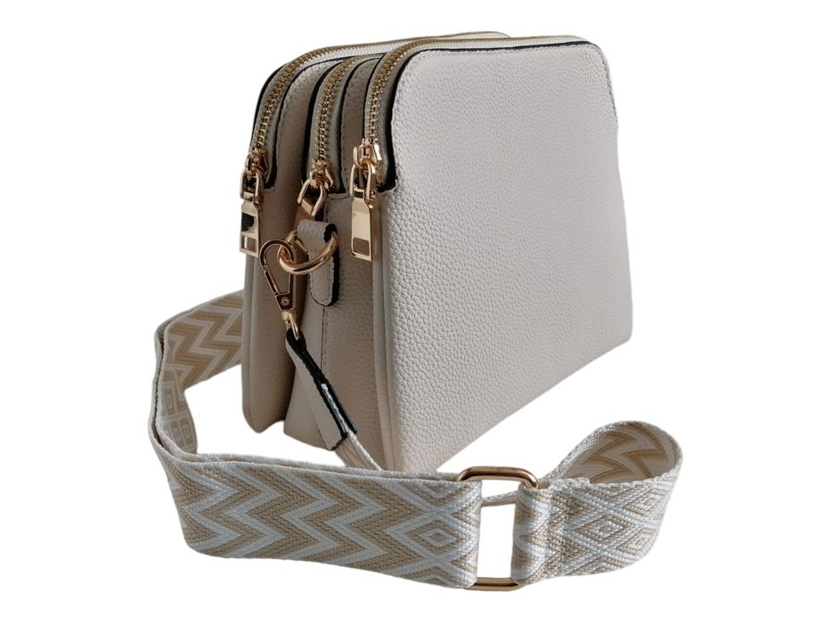 Klasyczna Torebka Damska Listonoszka Na Ramię - Beżowa