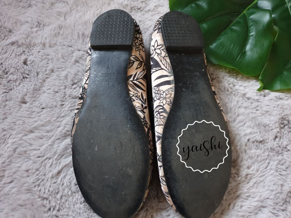 Zara satynowe baleriny balerinki w kwiaty 39
