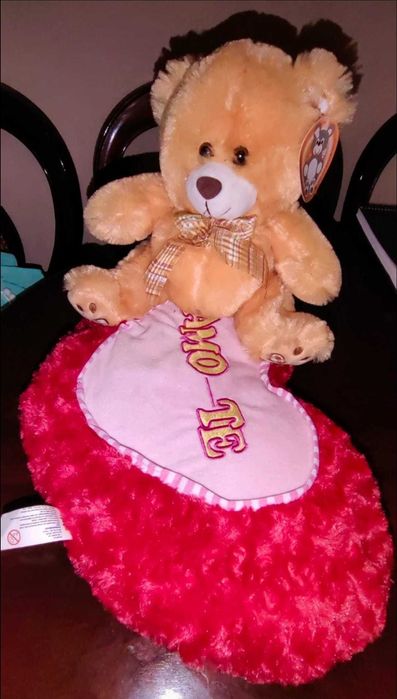 Peluche ursinho com almofada Amo-te