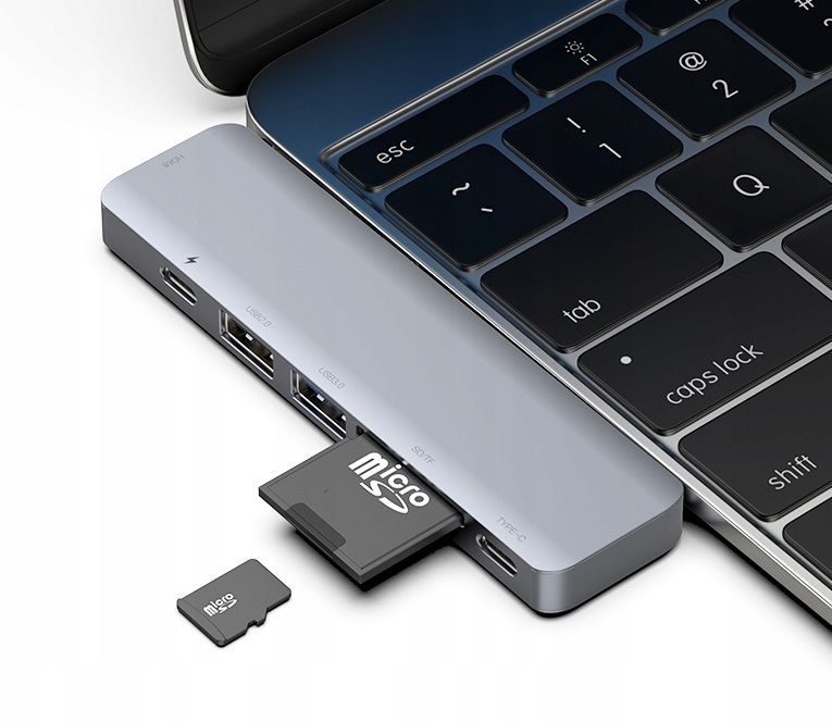 Mocny Adapter Hub Do Hdmi 4K Usb C 3.0 Karta Sd 100W Pd Do Macbook