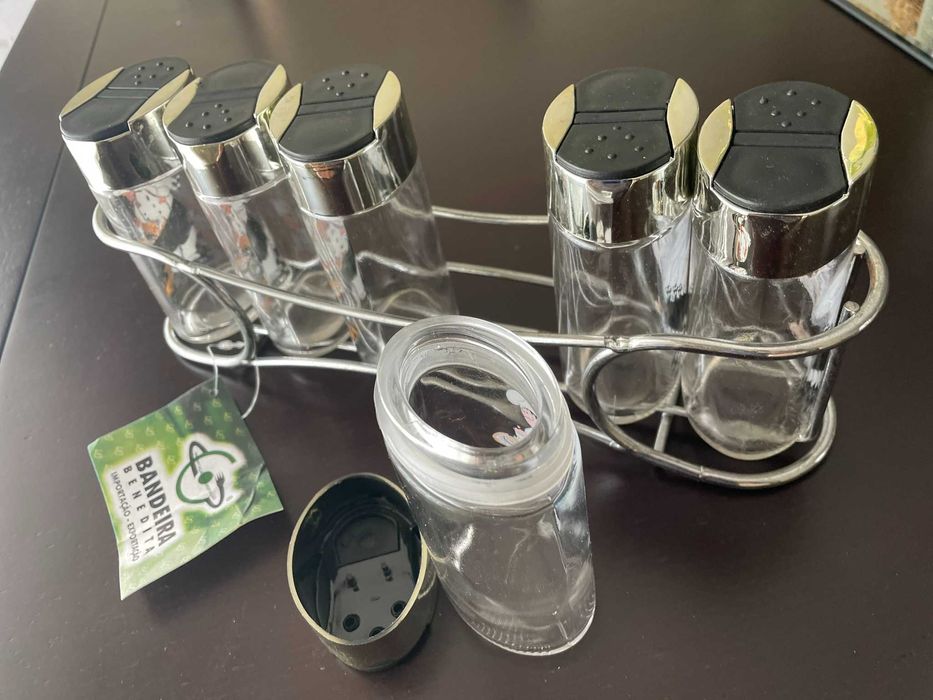 Conjunto recipientes especiarias com suporte - NOVO!