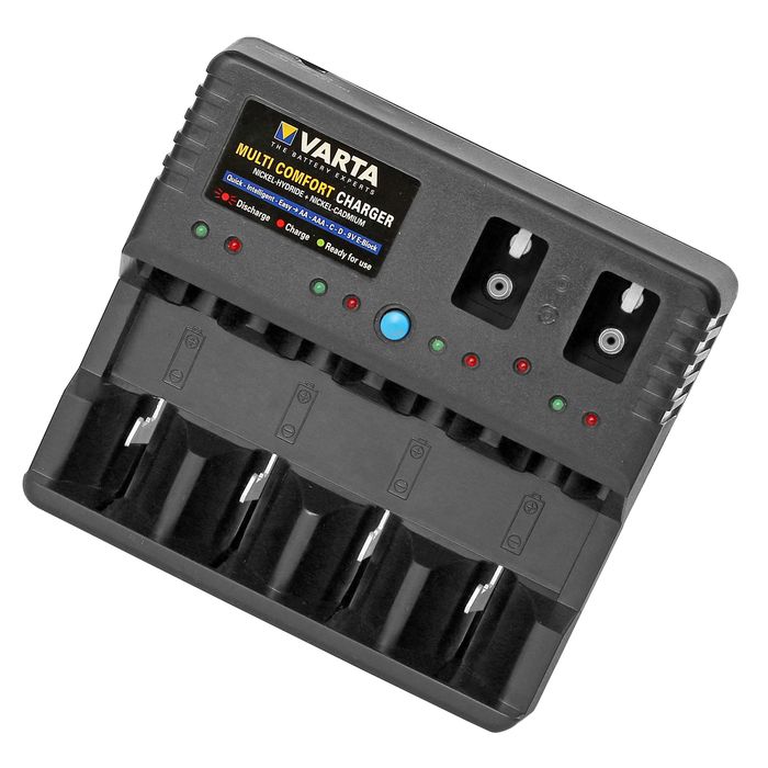 Carregador universal VARTA 57040 Multi Comfort Charger – AA / AAA / C / D / 9V – Ni-MH / Ni-Cd – Testado