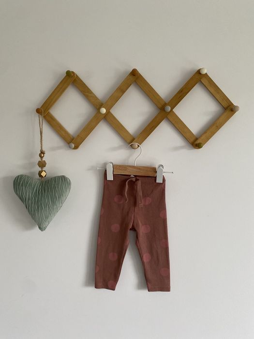 Legginsy zara 74 brązowe w grochy różowe