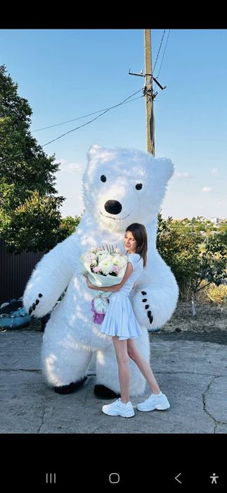 Продам костюм  мишки  надувной, пневмокостюм белого медведя