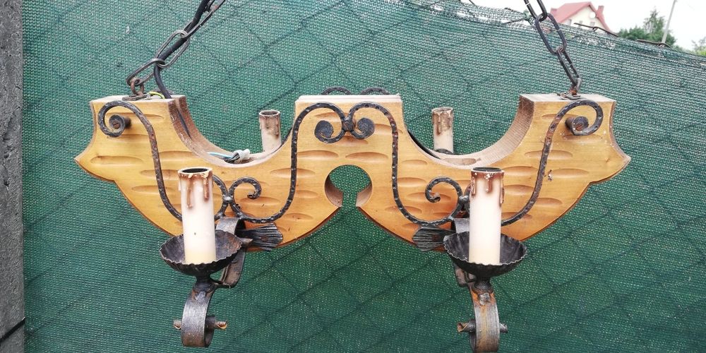 Lampa wisząca drewno, metal