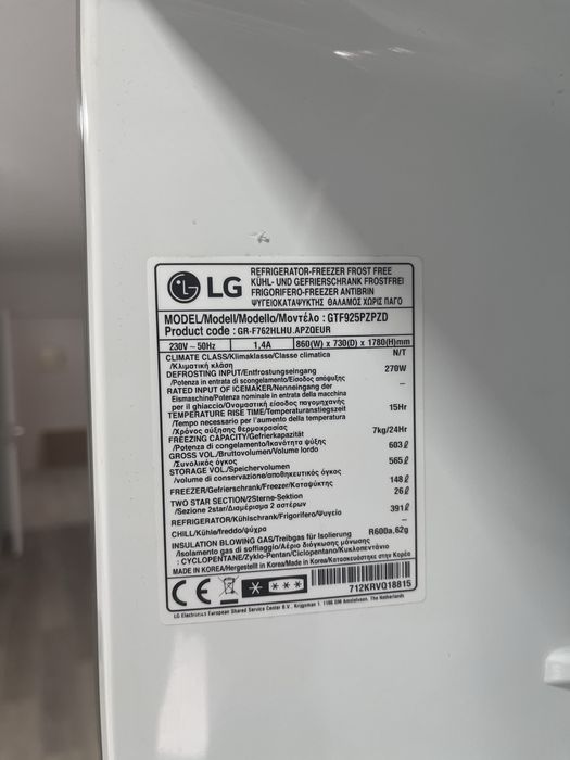 Frigorifico LG  GTF925PZPZD - 565L em Excelente Estado (2 anos de uso)