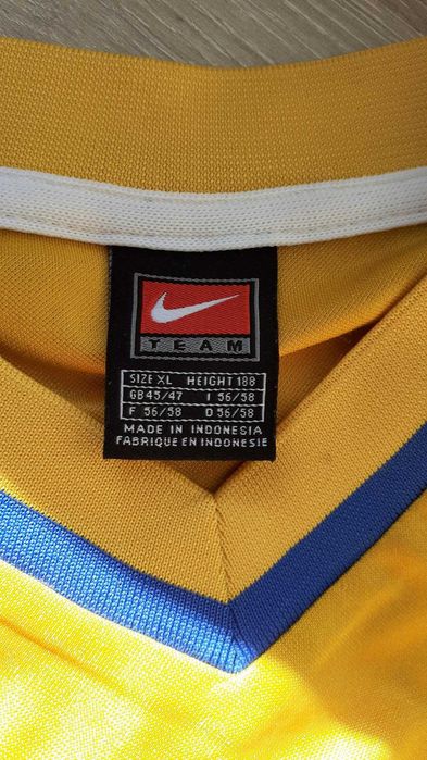 Camisola manga comprida Amarela e azul Nike template 1990's Football Tshirt Jersey XL