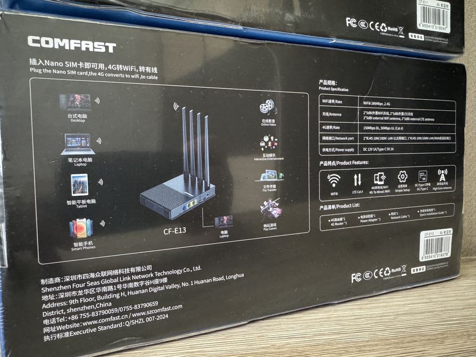 Comfast 4G LTE роутер(и) працює від SIM карти мобільного оператора