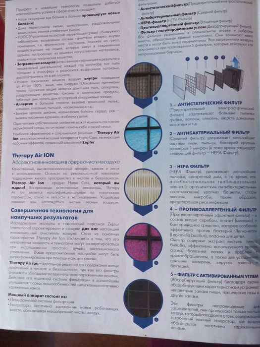 Очиститель воздуха Therapy Air Ion Zepter.