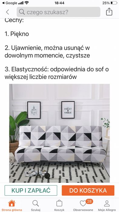 Pokrowiec na kanapę- wersalkę 90-180 cm