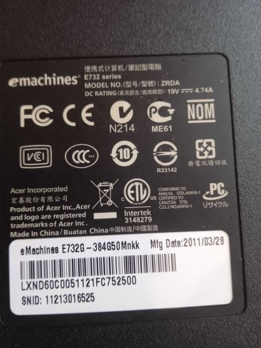Продається ноутбук в хорошому стані Emachine E720G