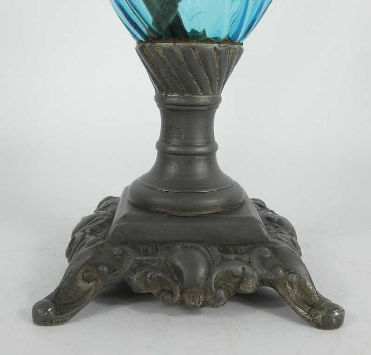 Lampa naftowa cynkal mosiądz zbiornik szkło brenner kominek