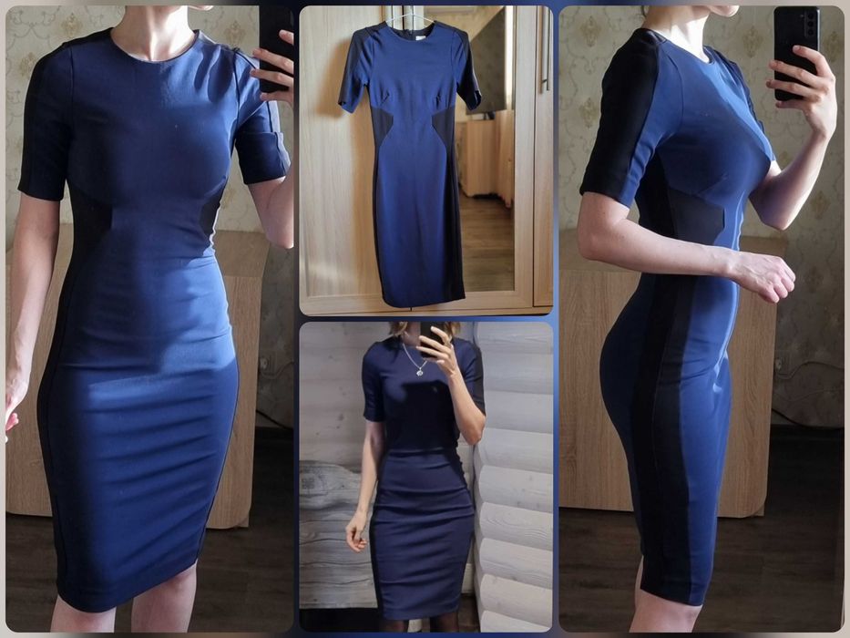 Силуетна сукня міді з чорними вставками H&M, XS-S/42-44 - продаю до 30.09