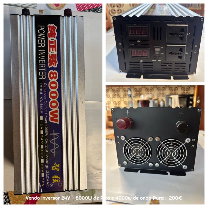 Inversor 24v para 220v - 8000W - Onda Pura