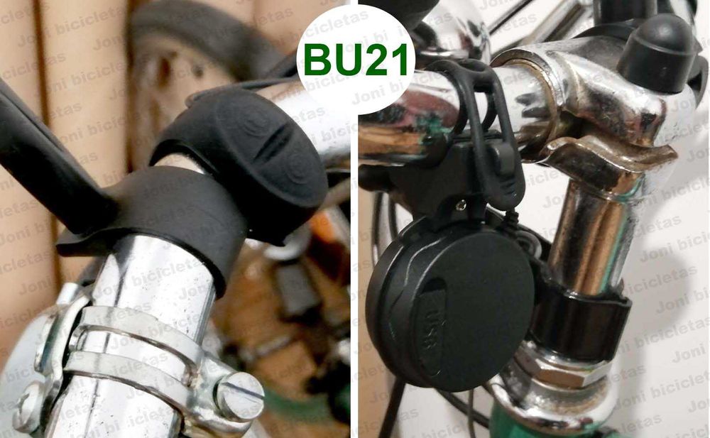 Campainhas e buzinas de bicicleta antigas e modernas