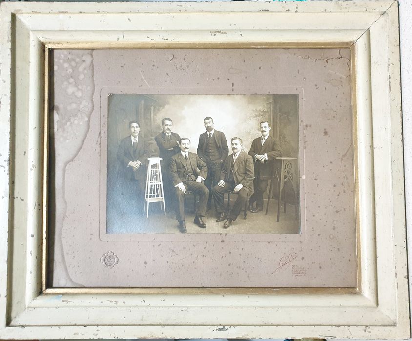 Large antique photograph "Gentlemen with Beards" in frame