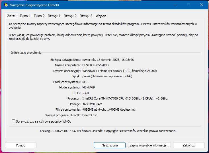 Komputer Stacjonarny i7-7700 16GB RAM DDR4 256GB SSD + 1000 GB SSD - GeForce RTX 4060 8GB