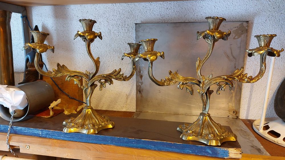 Candelabros Vintage em metal Dourado