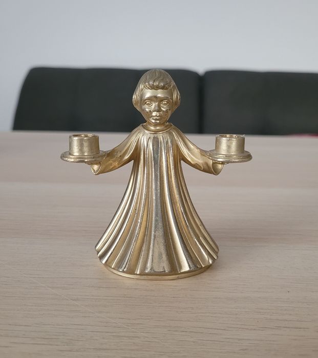 Figurka metalowy aniołek - świecznik na dwie świeczki