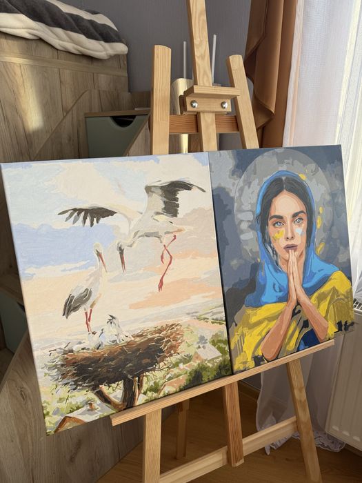 Картини по номерах,жінка-Україна та лелеки