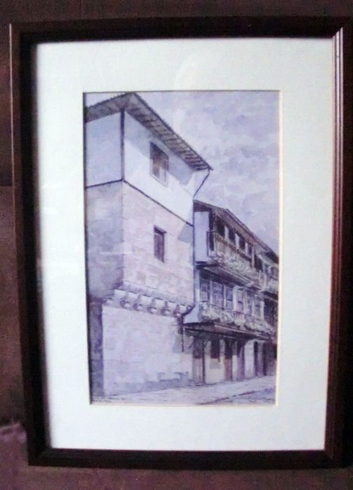 Quadro Serigrafia de F. Coelho Teixeira Praça de São Tiago Guimarães