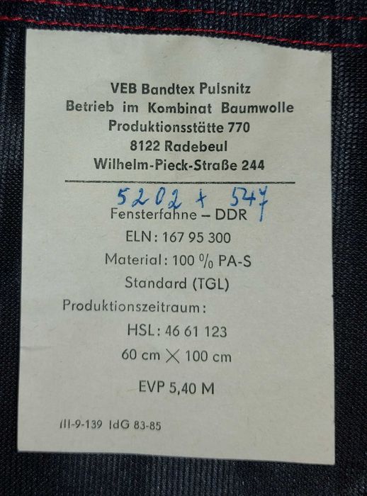 Flaga NRD 60x100cm nowa metka oryginał z epoki PRL