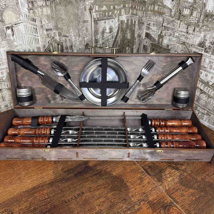 Набір шампурів у кейсі. "Младший" Подарунок мужчине, куму, папе, мужу