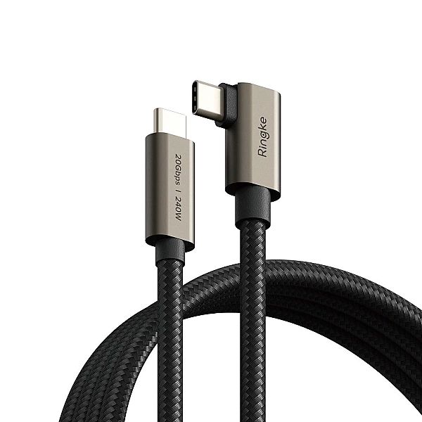 Kabel kątowy Ringke 3.2 gen. 2x2 USB-C, PD 3.1/240W 2m - czarny