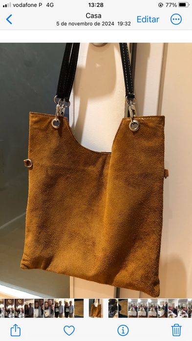 Mala de camurça em camel