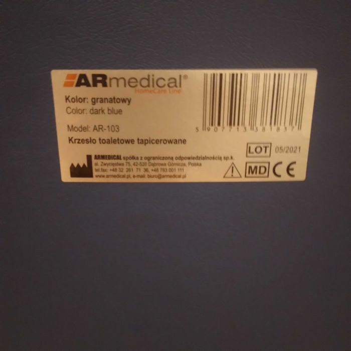 krzesło sanitarne fotel wc dla seniora regulowane