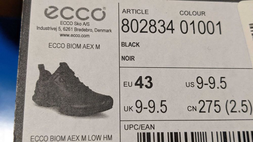 Кроссовки Ecco BIOM AEX M размер 43 черные