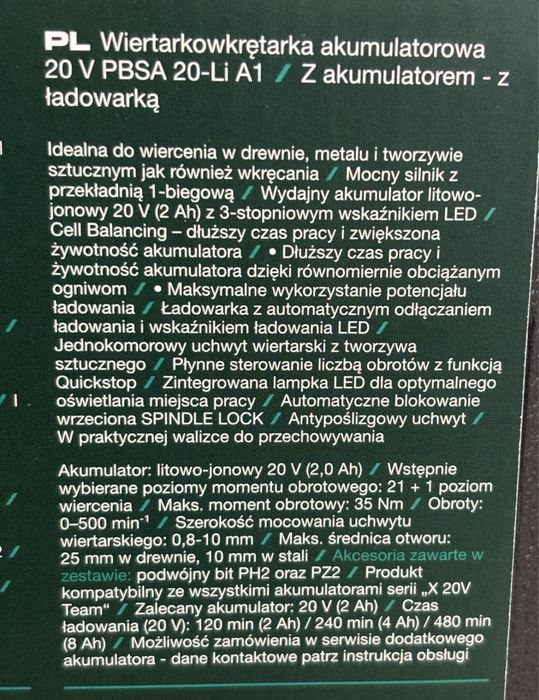 Wiertarko wkretarka akumulatorowa zestaw