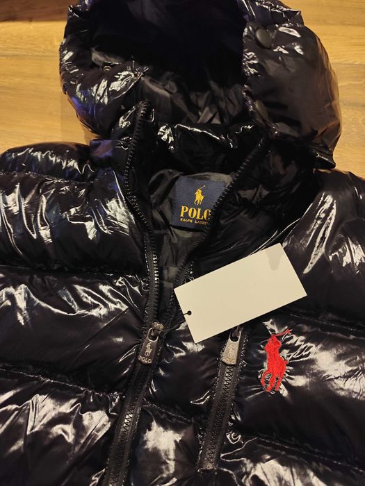 Nowa męska kurtka zimowa puchowa Polo Ralph Lauren M/L czarna połysk