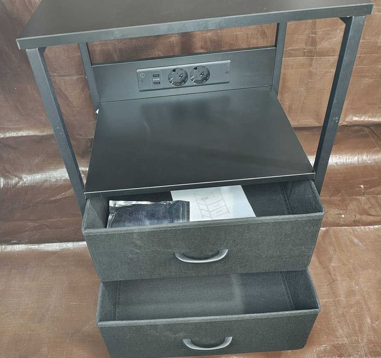 szafka nocna czarna listwa led + usb