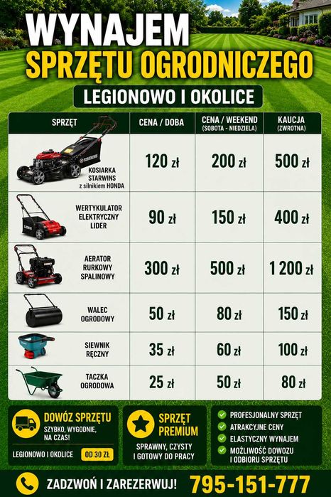 Wynajem sprzętu ogrodniczego plus usługa