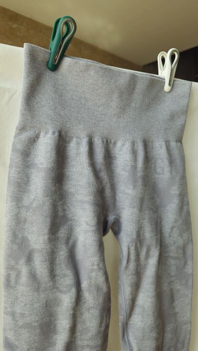 Gymshark Camo Seamless legginsy Lavender Grey szare XS 34 push up tali