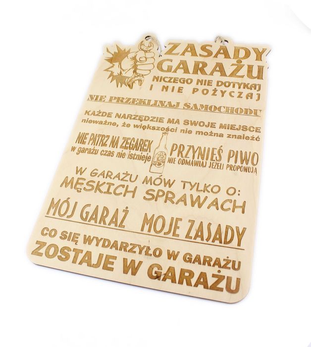 Drewniana tabliczka ZASADY GARAŻU prezent