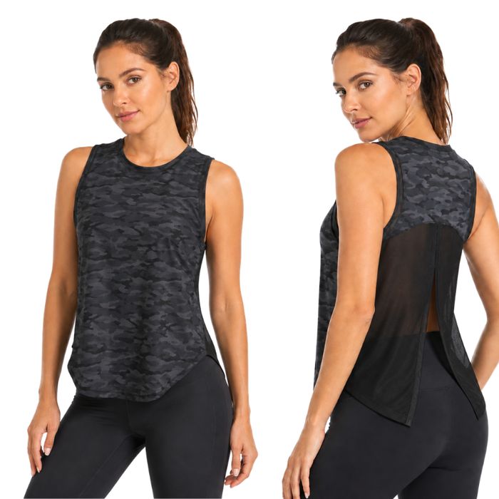 Top sportowy damski moro siateczka joga siłownia L XL