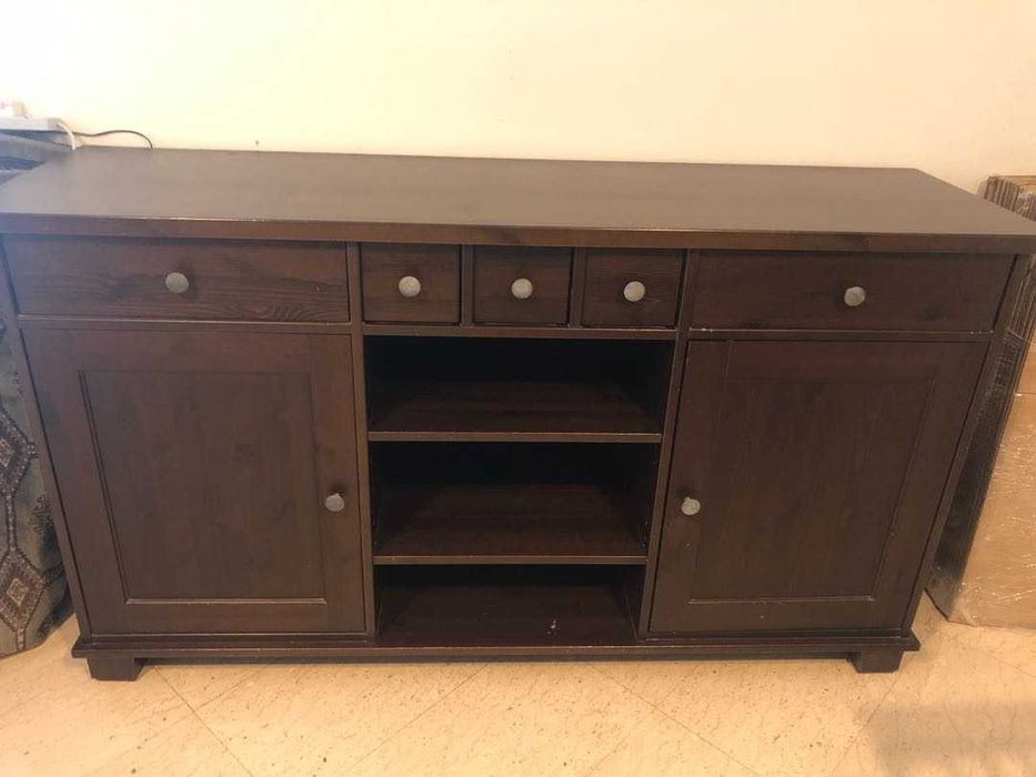 Komoda IKEA HEMNES-drewno-kolor naturalny-kredens -witryna regal