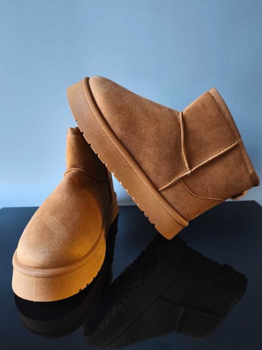 Wyprzedaż Zimowe buty ocieplane styl emu Camel brąz nowe 37