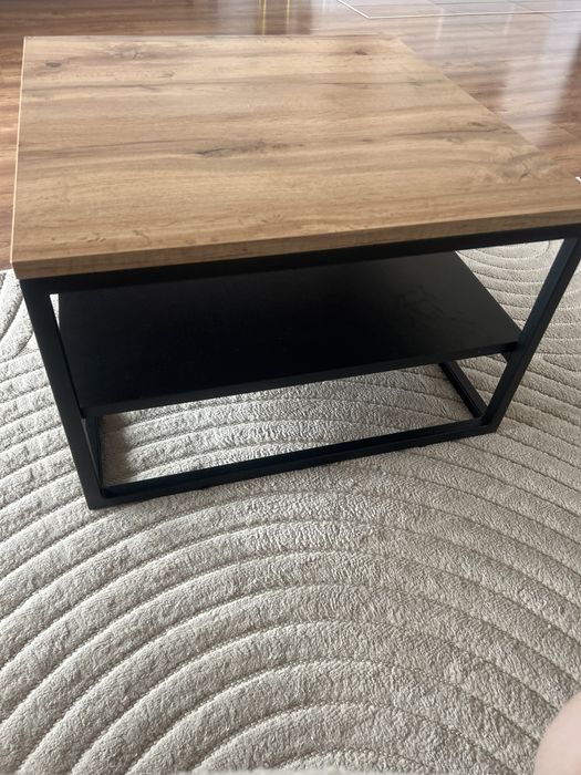 Stolik  kawowy loft dąb wotan  z półką 60/60