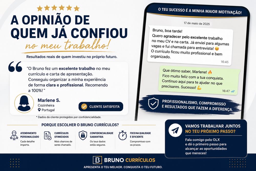 Currículo Profissional | CV + Carta | Mercado Português