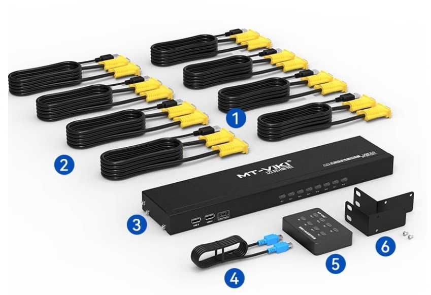 KVM - VGA+USB Switch 8 port USB 2.0, 1920-1440 250MHz MT- ViKI