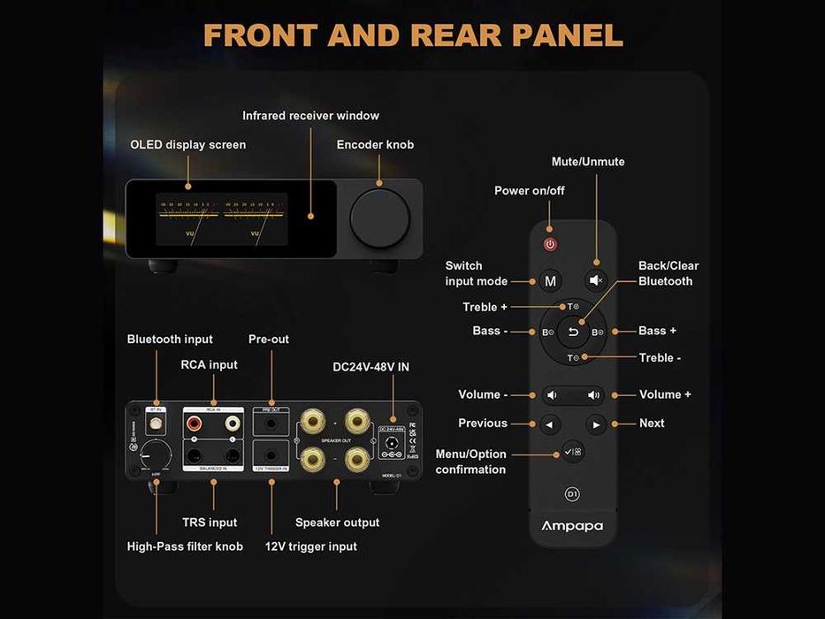 AMPAPA D1 HiFi Stereo Blueooth 5.2 підсилювач D класу - Кращий вибір!