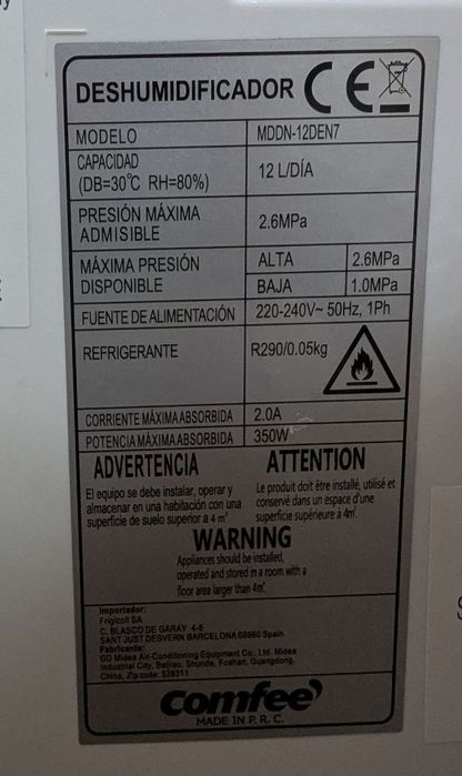 Осушувач повітря Comfee MDDN-12DEN7