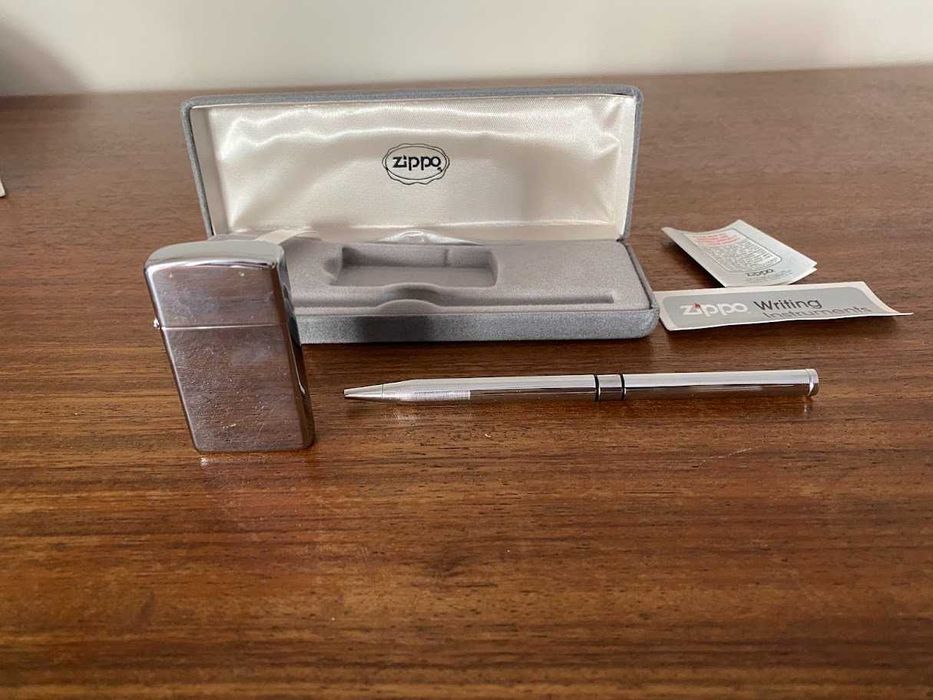 Estojo com isqueiro e caneta Zippo