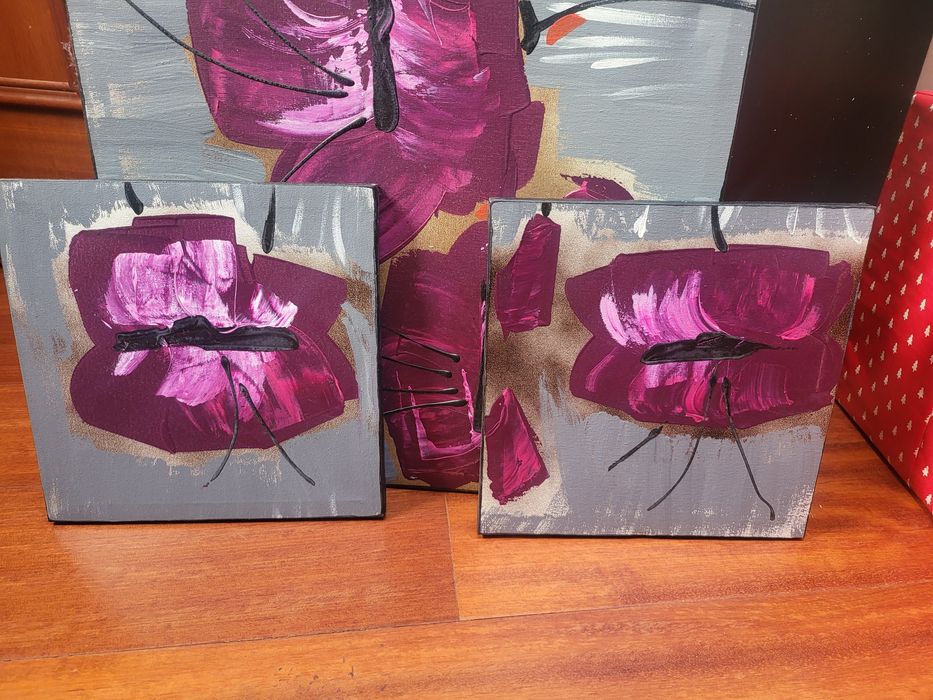 Conjunto de 3 quadros flores64575419665794123