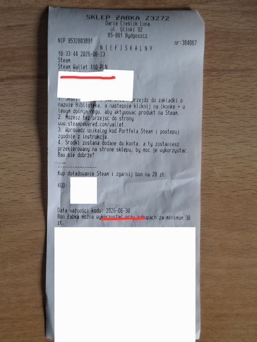 Kod doładowujący do Steam 110zł