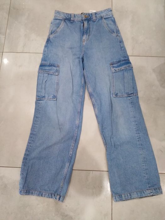 Spodnie bojówki jeans rozmiar S, Pas 70cm,  jak nowe